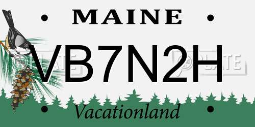 VB7N2H Maine License Plate