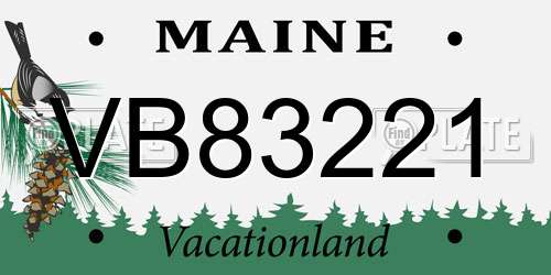 VB83221 Maine License Plate
