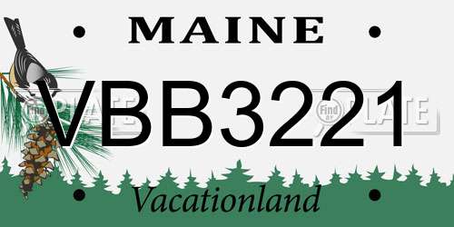 VBB3221 Maine License Plate
