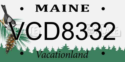 VCD8332 Maine License Plate