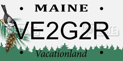 VE2G2R Maine License Plate