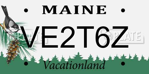 VE2T6Z Maine License Plate