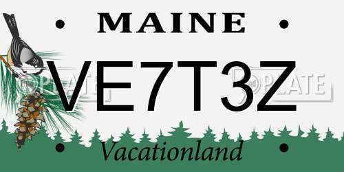 VE7T3Z Maine License Plate