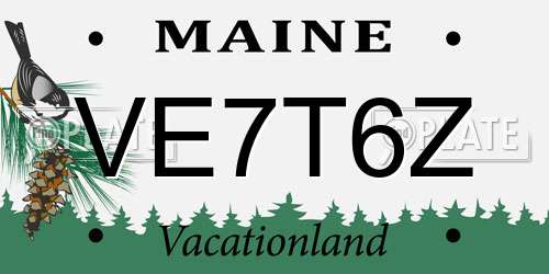 VE7T6Z Maine License Plate