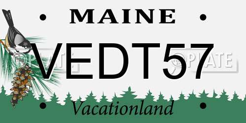 VEDT57 Maine License Plate