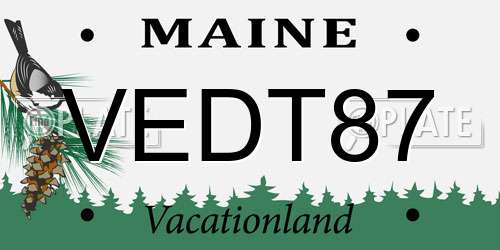 VEDT87 Maine License Plate