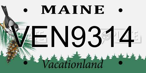 VEN9314 Maine License Plate