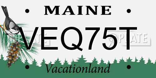 VEQ75T Maine License Plate