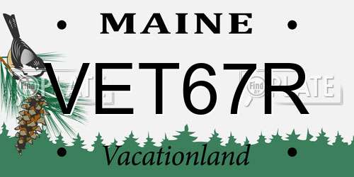 VET67R Maine License Plate
