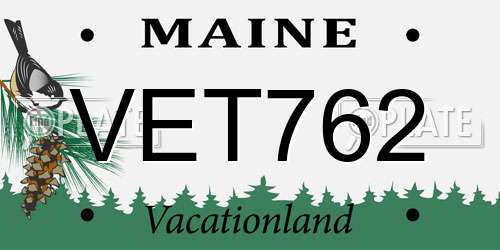 VET762 Maine License Plate