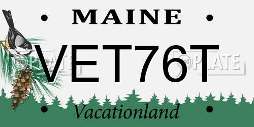 VET76T Maine License Plate