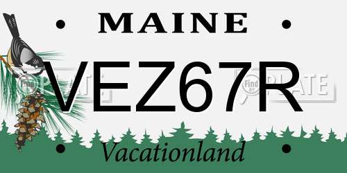 VEZ67R Maine License Plate
