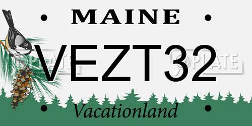 VEZT32 Maine License Plate