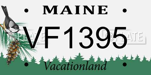 VF1395 Maine License Plate
