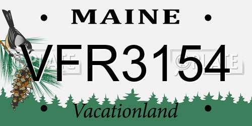 VFR3154 Maine License Plate