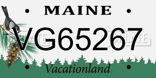 VG65267 Maine License Plate