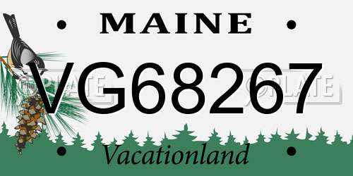 VG68267 Maine License Plate