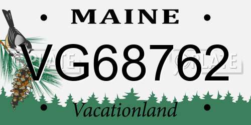 VG68762 Maine License Plate