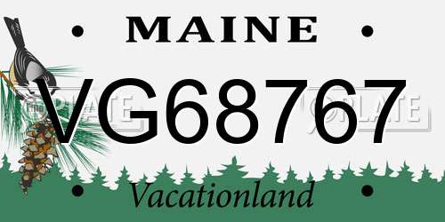 VG68767 Maine License Plate