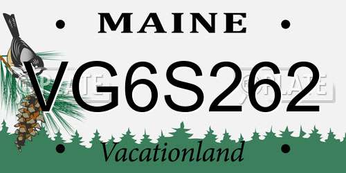 VG6S262 Maine License Plate