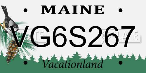 VG6S267 Maine License Plate