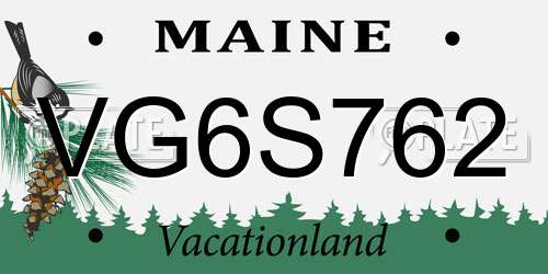 VG6S762 Maine License Plate