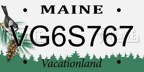 VG6S767 Maine License Plate