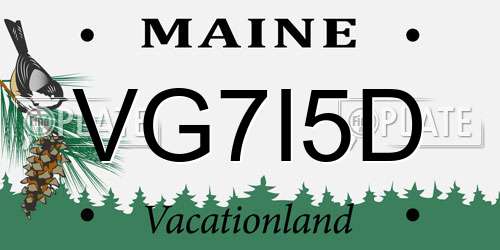 VG7I5D Maine License Plate