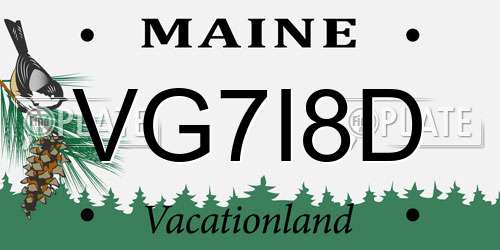 VG7I8D Maine License Plate