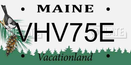 VHV75E Maine License Plate