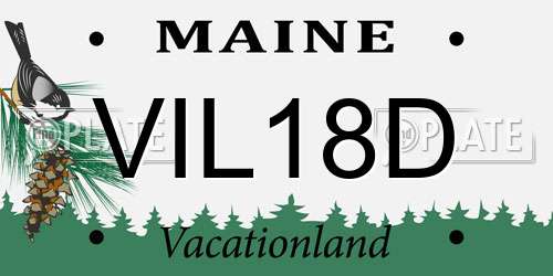 VIL18D Maine License Plate
