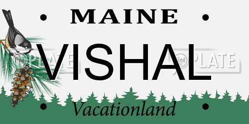 VISHAL Maine License Plate