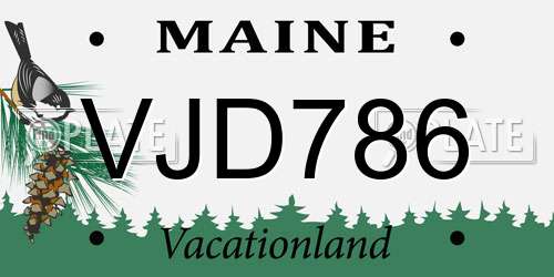 VJD786 Maine License Plate