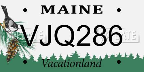 VJQ286 Maine License Plate