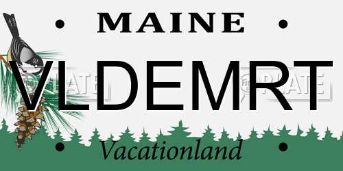 VLDEMRT Maine License Plate