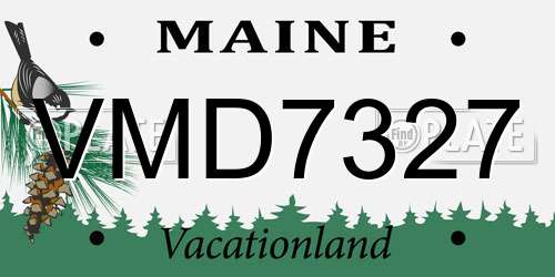 VMD7327 Maine License Plate