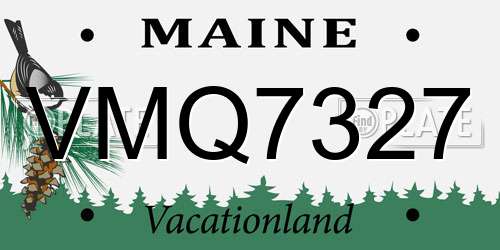 VMQ7327 Maine License Plate