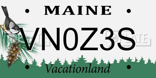 VN0Z3S Maine License Plate