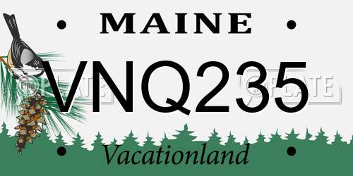VNQ235 Maine License Plate