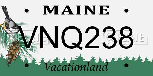 VNQ238 Maine License Plate