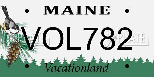 VOL782 Maine License Plate