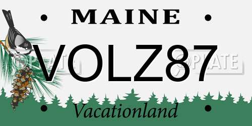 VOLZ87 Maine License Plate