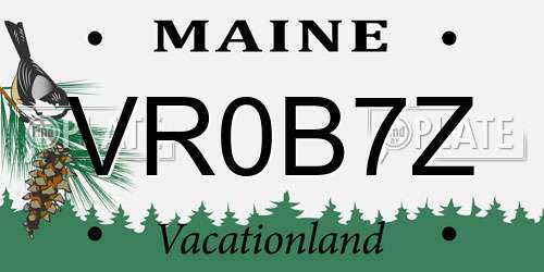 VR0B7Z Maine License Plate