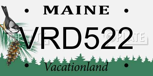 VRD522 Maine License Plate
