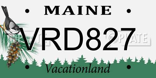 VRD827 Maine License Plate