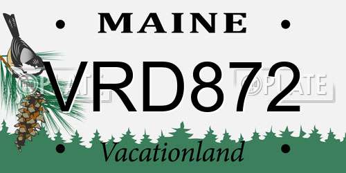 VRD872 Maine License Plate