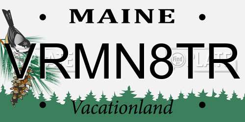 VRMN8TR Maine License Plate