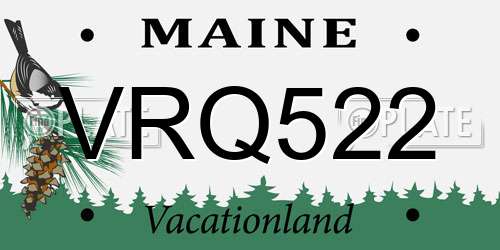 VRQ522 Maine License Plate