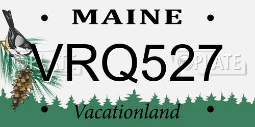 VRQ527 Maine License Plate