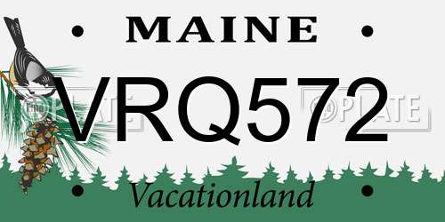 VRQ572 Maine License Plate